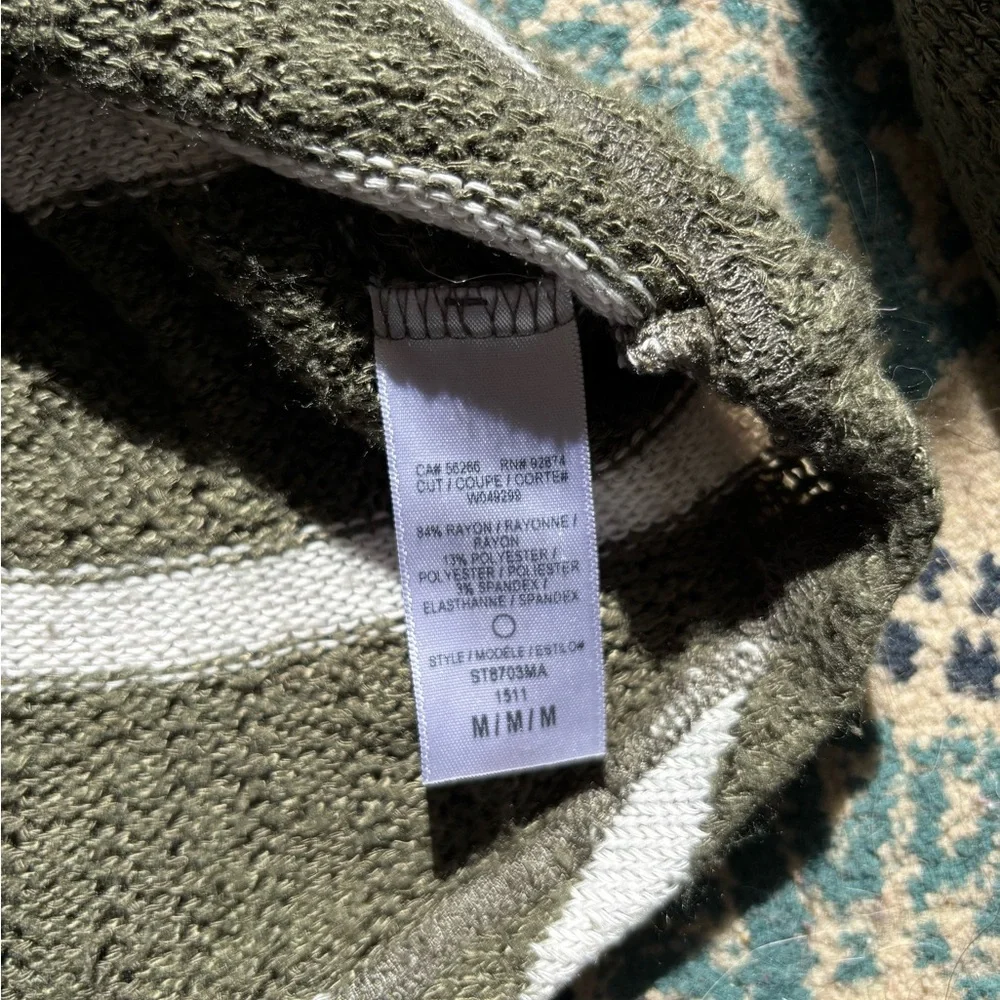 Splendid Olive and White Striped Sweater
